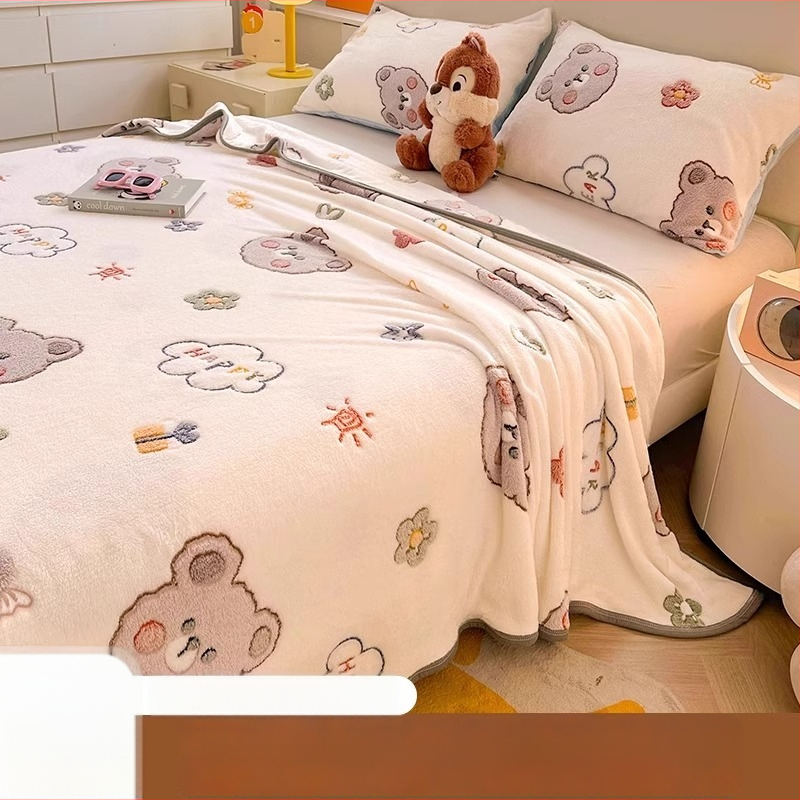 Pătură din velur laptos cu model de fulgi de zăpadă, 500–800 g, fibre chimice, stil desene animate, primăvară–toamnă