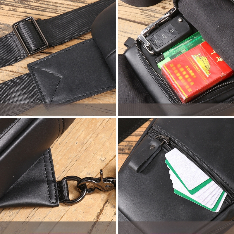 Ανδρική Τσάντα Crossbody από Γνήσιο Δέρμα, Κορυφαίο Top Grain Cowhide, Επεκτάσιμη, Αστικός Μινιμαλισμός
