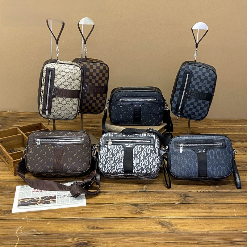 Ανδρική τσάντα ώμου: ρετρό στυλ, PU υλικό, επένδυση πολυεστέρα, μοτίβο γραμμάτων, αδιάβροχη, άνοιξη 2025