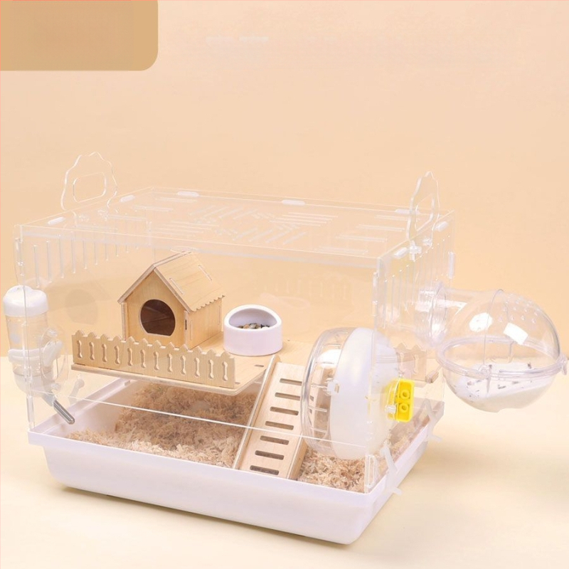 Klietka pre hamsterov – luxusný malý domček, plastová, bezpečná na hryzanie, základný set