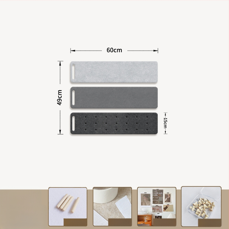 Filc falitábla akasztókkal és parafa táblával — 2 rész, geometriai mintázat, 3D dekoratív falikép