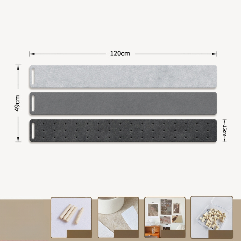 Filc falitábla akasztókkal és parafa táblával — 2 rész, geometriai mintázat, 3D dekoratív falikép