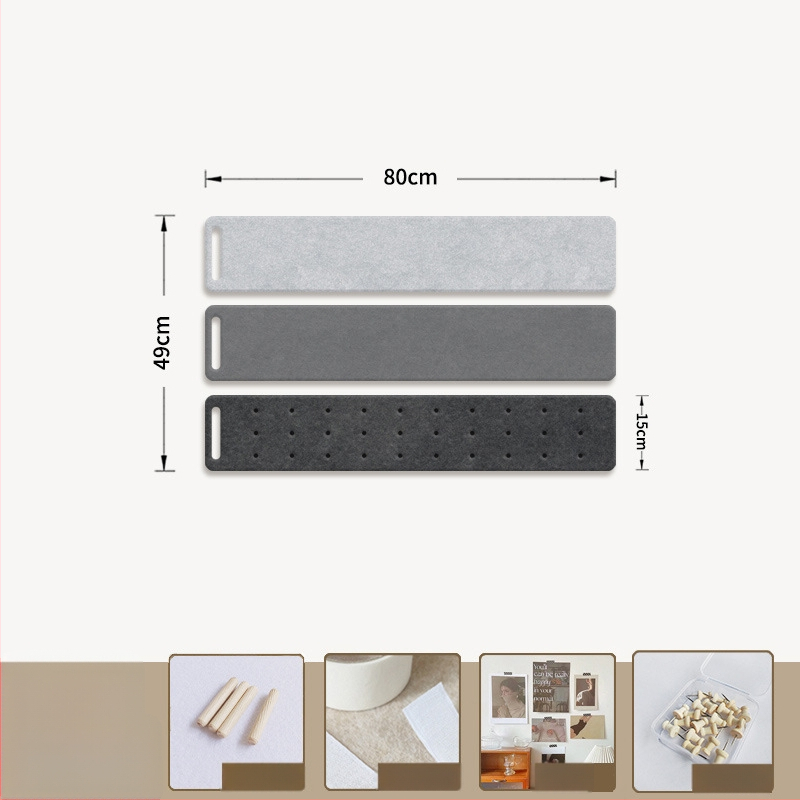 Filc falitábla akasztókkal és parafa táblával — 2 rész, geometriai mintázat, 3D dekoratív falikép