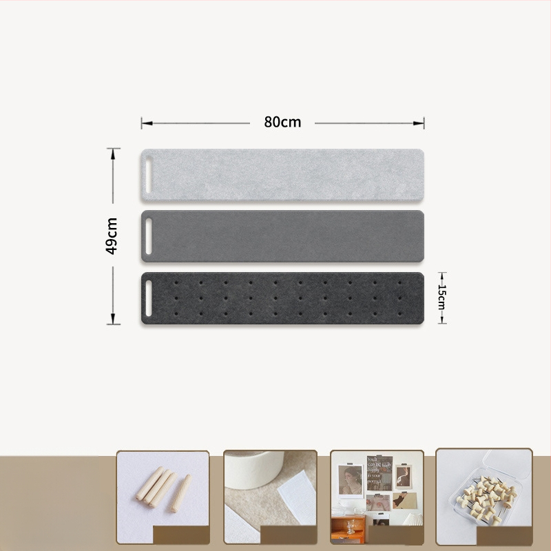 Filc falitábla akasztókkal és parafa táblával — 2 rész, geometriai mintázat, 3D dekoratív falikép