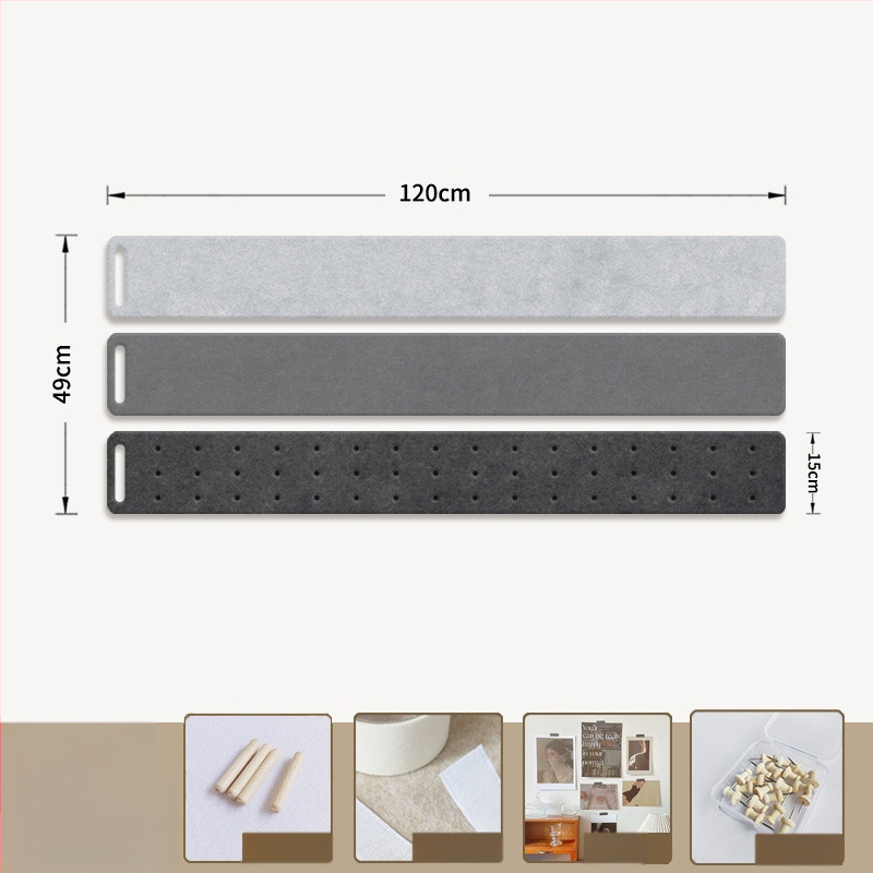 Filc falitábla akasztókkal és parafa táblával — 2 rész, geometriai mintázat, 3D dekoratív falikép