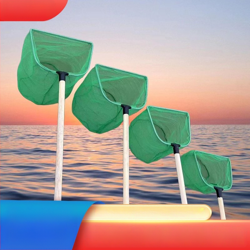 Vasból készült akváriumi háló tömörfa nyéllel