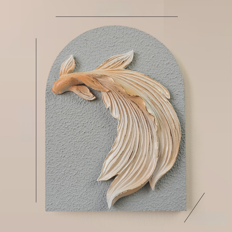 3D dekoratív falmatrica – 1 darab, gyanta + fa panel, növények és virágok motívum, modern minimalist stílus, háromdimenziós kialakítás