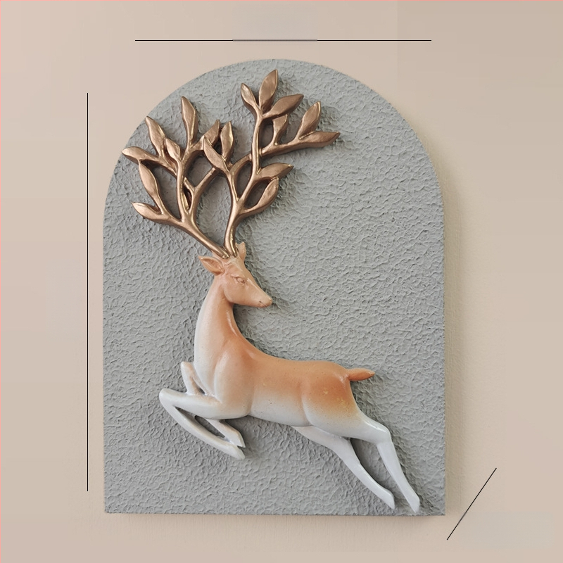 3D dekoratív falmatrica – 1 darab, gyanta + fa panel, növények és virágok motívum, modern minimalist stílus, háromdimenziós kialakítás