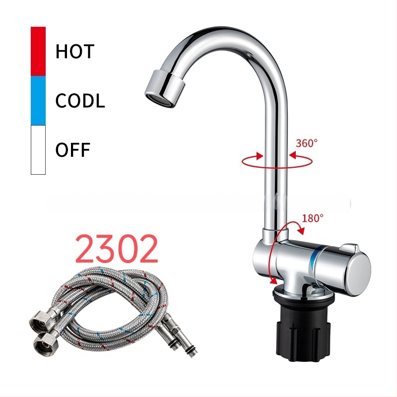 Skľopajúca kuchynská batéria s keramickým diskovým ventílom, meďové telo, nástenná zvislá montáž, 0–90°C, 0.6–1.0 MPa