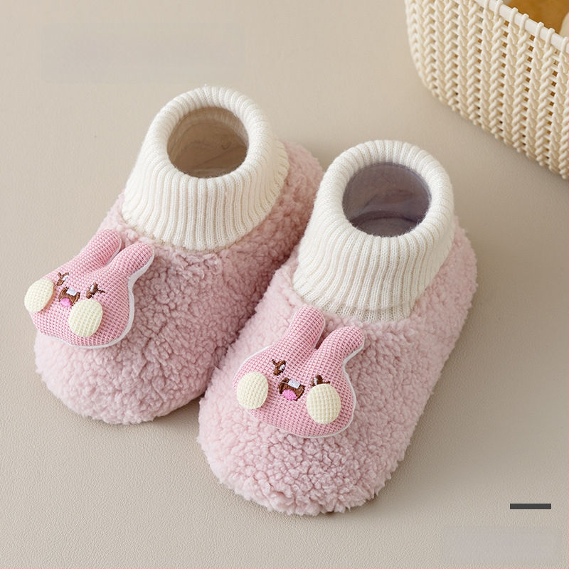 Βρεφικά παπούτσια με επένδυση φλίς για άνοιξη-χειμώνα, unisex, ψηλό ύψος, παχύ υλικό, σχέδιο καρτούν, 100% πολυεστέρας