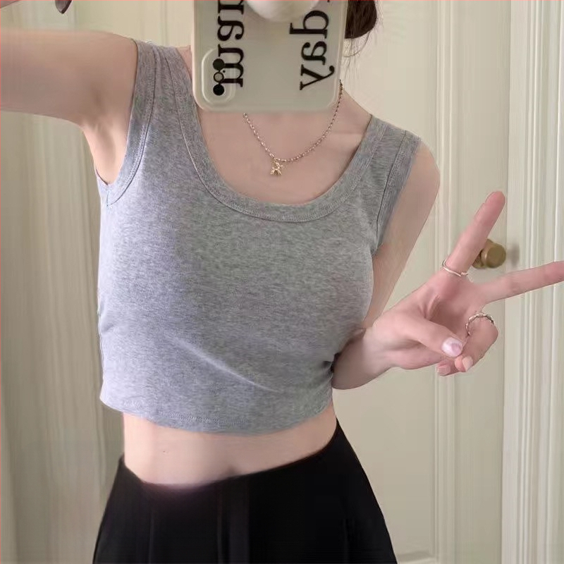 Női ultrakönnyű rövid top mellnél támasztó és wrap dizájnnal - ujjatlan crop top, poliészter 90–95%, sling stílus, dupla pánt