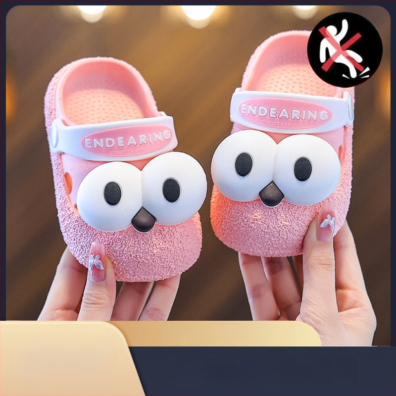 Sandale de plajă pentru copii din PVC, talpă groasă antiderapantă, vârf închis, design drăguț cu ochi mari, pentru 3–9 ani (vara 2025)