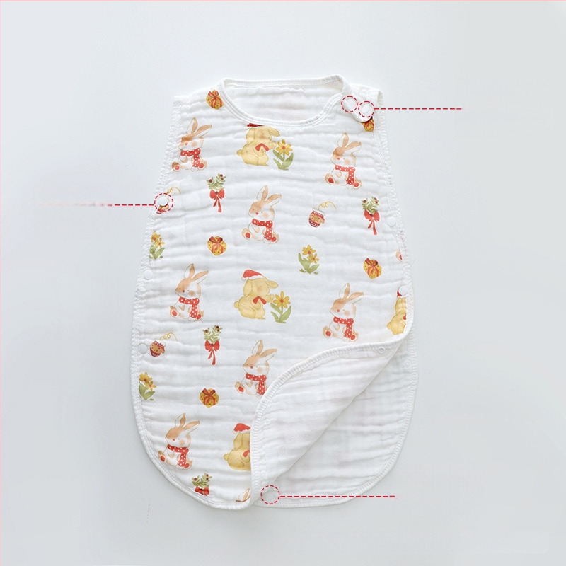 Sac de dormit pentru sugari vară, bumbac 100%, fără mâneci, umplutură din bumbac, design desene animate