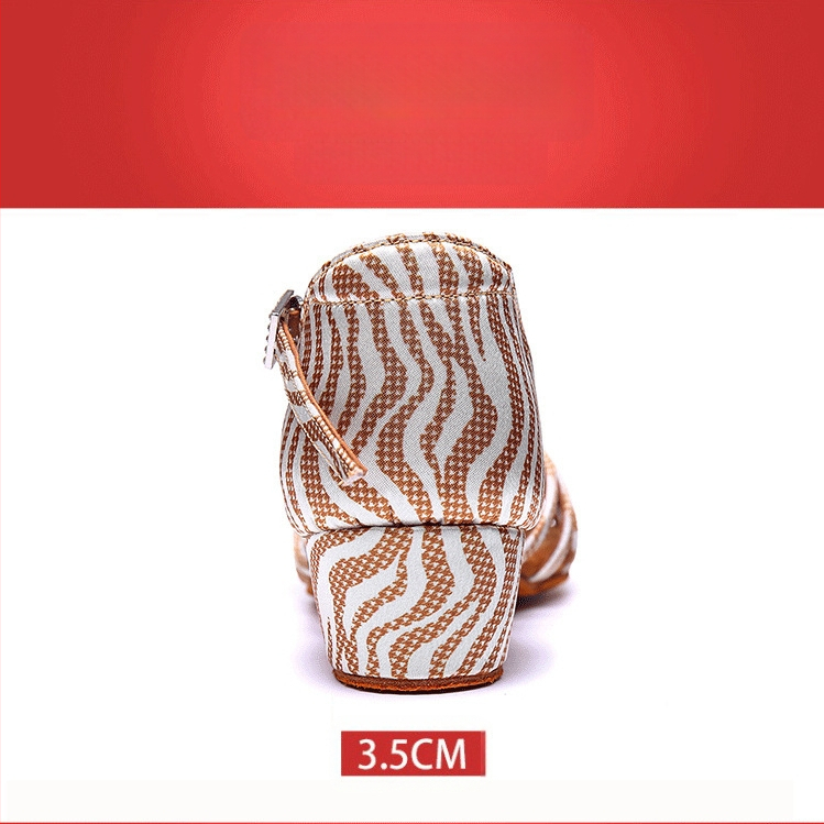 Leopard uzorak latino plesne cipele za djevojčice, visoki pet, mekani potplat, svilen gornji dio, cipele za plesnu vježbu