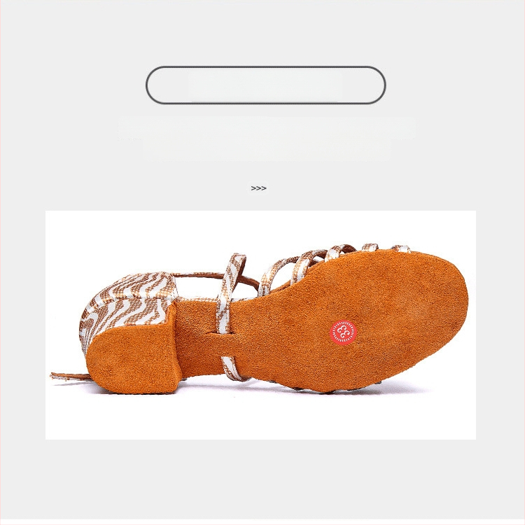 Leopard uzorak latino plesne cipele za djevojčice, visoki pet, mekani potplat, svilen gornji dio, cipele za plesnu vježbu