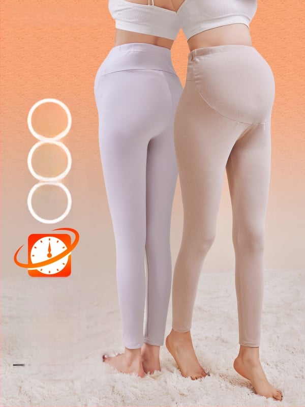 Παντελόνια εγκυμοσύνης με επένδυση φλίς, μακριά, μεσαίο πάχος, πολυεστέρας 80–90%, στήριξη κοιλιάς