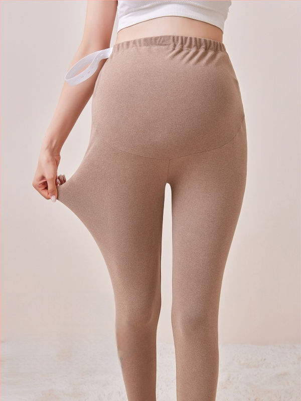 Παντελόνια εγκυμοσύνης με επένδυση φλίς, μακριά, μεσαίο πάχος, πολυεστέρας 80–90%, στήριξη κοιλιάς