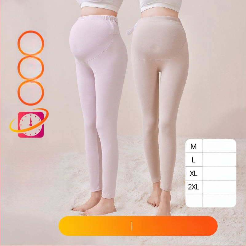 Παντελόνια εγκυμοσύνης με επένδυση φλίς, μακριά, μεσαίο πάχος, πολυεστέρας 80–90%, στήριξη κοιλιάς