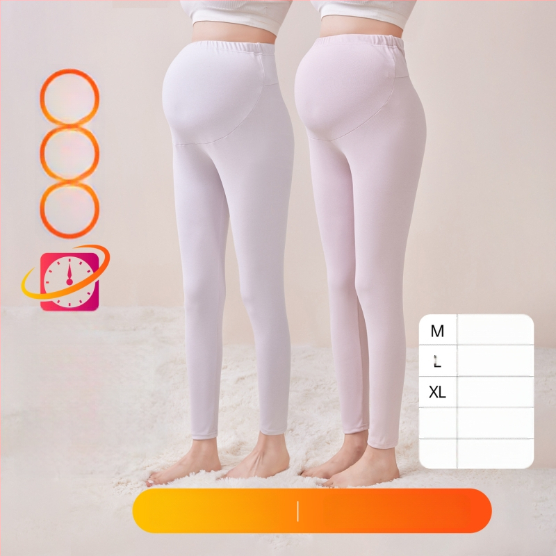 Παντελόνια εγκυμοσύνης με επένδυση φλίς, μακριά, μεσαίο πάχος, πολυεστέρας 80–90%, στήριξη κοιλιάς