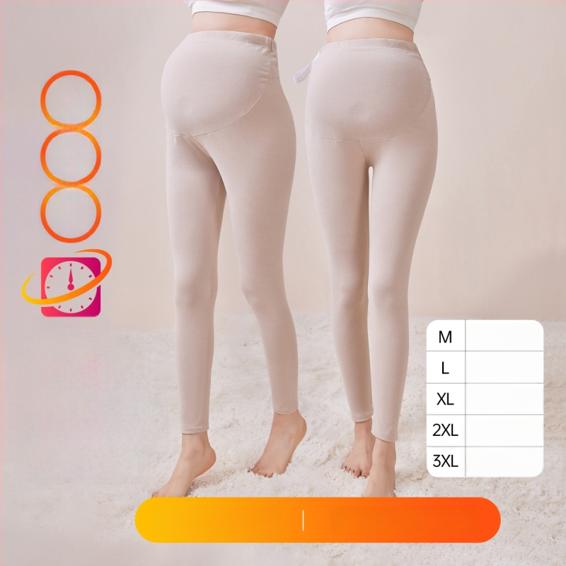 Παντελόνια εγκυμοσύνης με επένδυση φλίς, μακριά, μεσαίο πάχος, πολυεστέρας 80–90%, στήριξη κοιλιάς