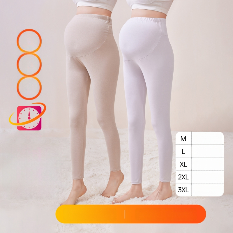 Παντελόνια εγκυμοσύνης με επένδυση φλίς, μακριά, μεσαίο πάχος, πολυεστέρας 80–90%, στήριξη κοιλιάς