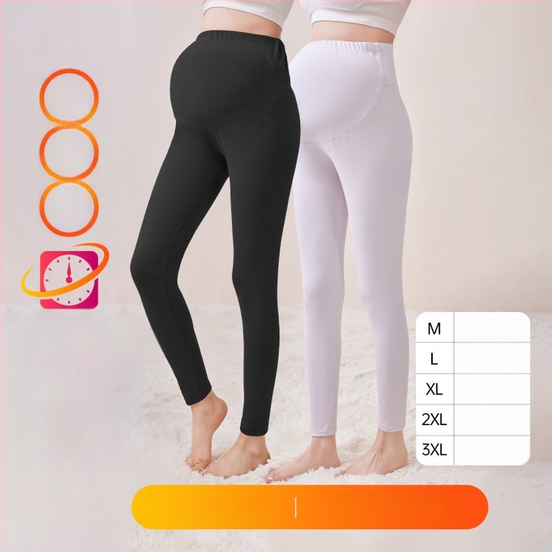 Παντελόνια εγκυμοσύνης με επένδυση φλίς, μακριά, μεσαίο πάχος, πολυεστέρας 80–90%, στήριξη κοιλιάς