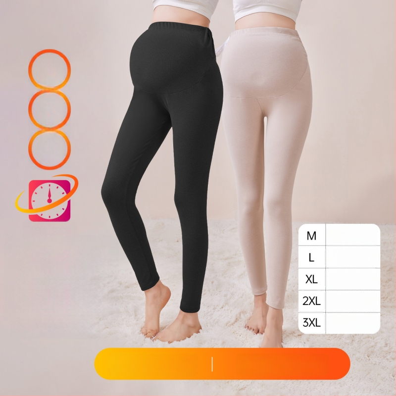 Παντελόνια εγκυμοσύνης με επένδυση φλίς, μακριά, μεσαίο πάχος, πολυεστέρας 80–90%, στήριξη κοιλιάς