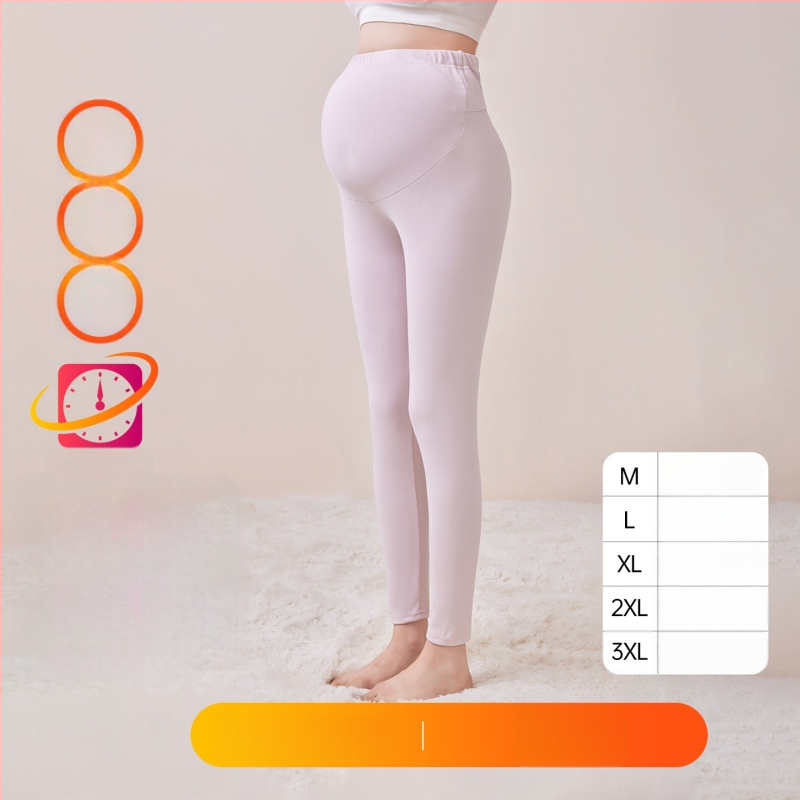 Παντελόνια εγκυμοσύνης με επένδυση φλίς, μακριά, μεσαίο πάχος, πολυεστέρας 80–90%, στήριξη κοιλιάς