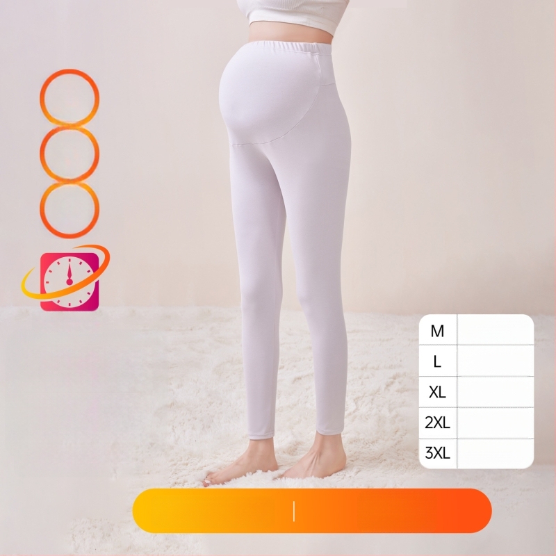 Παντελόνια εγκυμοσύνης με επένδυση φλίς, μακριά, μεσαίο πάχος, πολυεστέρας 80–90%, στήριξη κοιλιάς