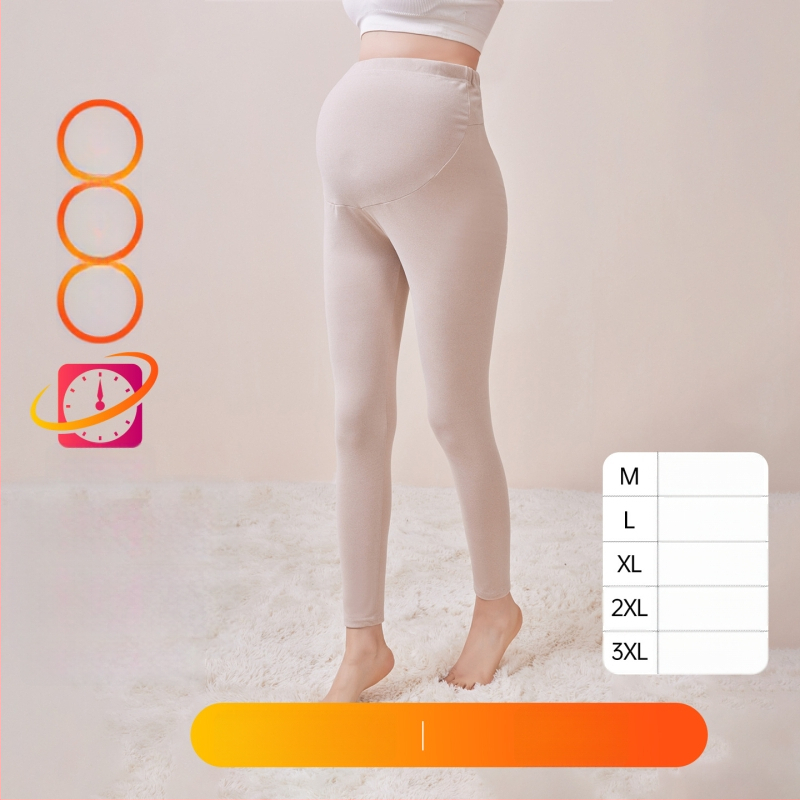 Παντελόνια εγκυμοσύνης με επένδυση φλίς, μακριά, μεσαίο πάχος, πολυεστέρας 80–90%, στήριξη κοιλιάς