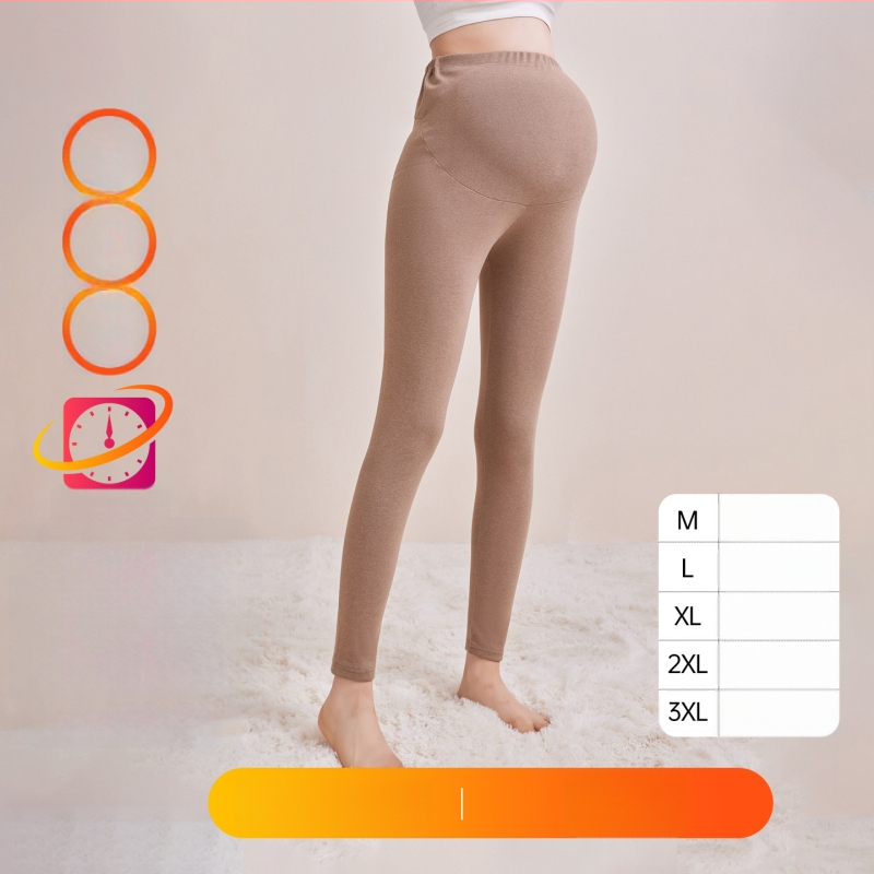 Παντελόνια εγκυμοσύνης με επένδυση φλίς, μακριά, μεσαίο πάχος, πολυεστέρας 80–90%, στήριξη κοιλιάς