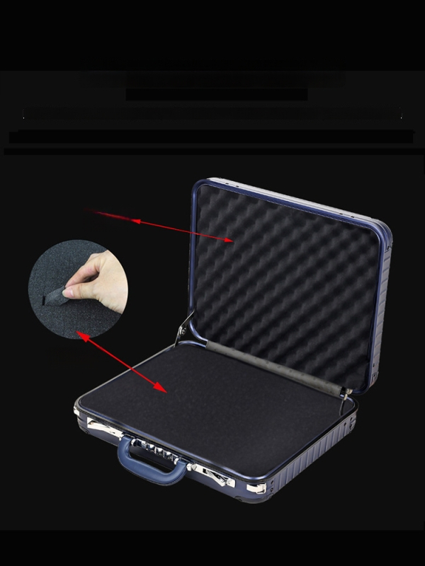 Casetă pentru documente de afaceri din metal, model cu dungi, căptușeală din poliester, impermeabil, anti-furt (stil: elită de afaceri)