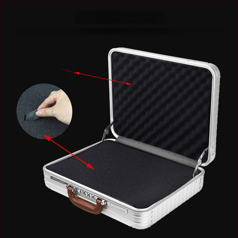 Casetă pentru documente de afaceri din metal, model cu dungi, căptușeală din poliester, impermeabil, anti-furt (stil: elită de afaceri)