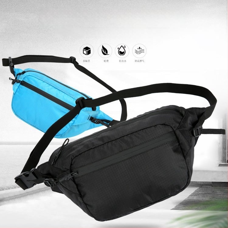 Férfi deréktáska, összecsukható szabadtéri használatra, nylon, vízálló, ultra könnyű, lopás elleni, bővíthető