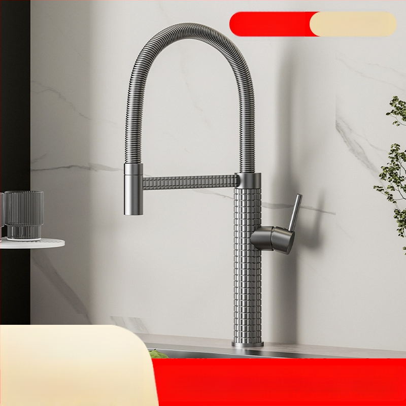 Meďový kuchynský mixér s vysúvacím otočným postrekovačom, keramický ventil s keramickým diskom, model CY005, vstupy G1/2, 3/8, 9/16, elektroplakovaný povrch