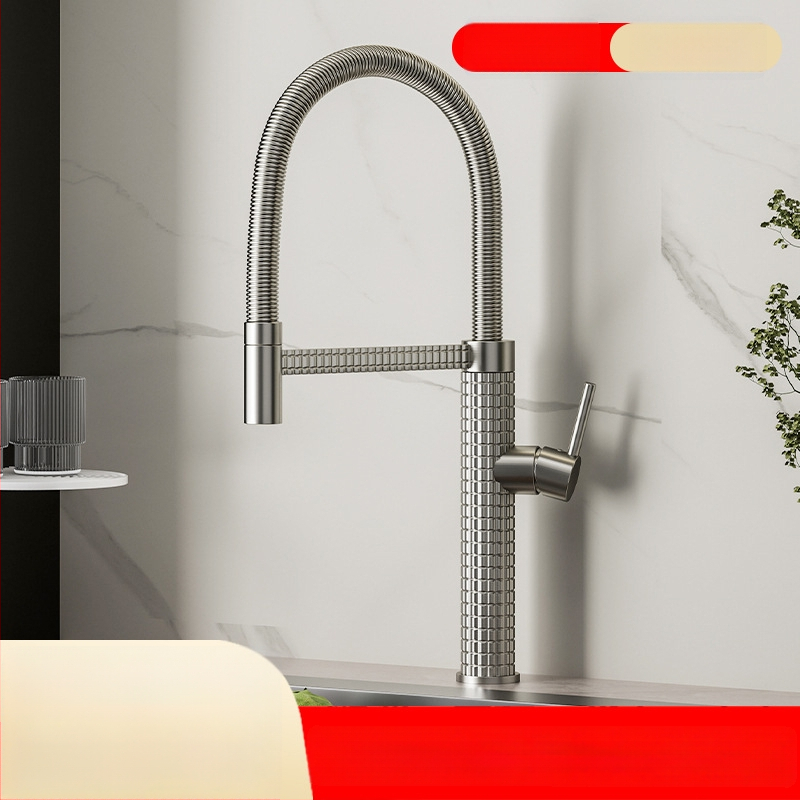 Meďový kuchynský mixér s vysúvacím otočným postrekovačom, keramický ventil s keramickým diskom, model CY005, vstupy G1/2, 3/8, 9/16, elektroplakovaný povrch