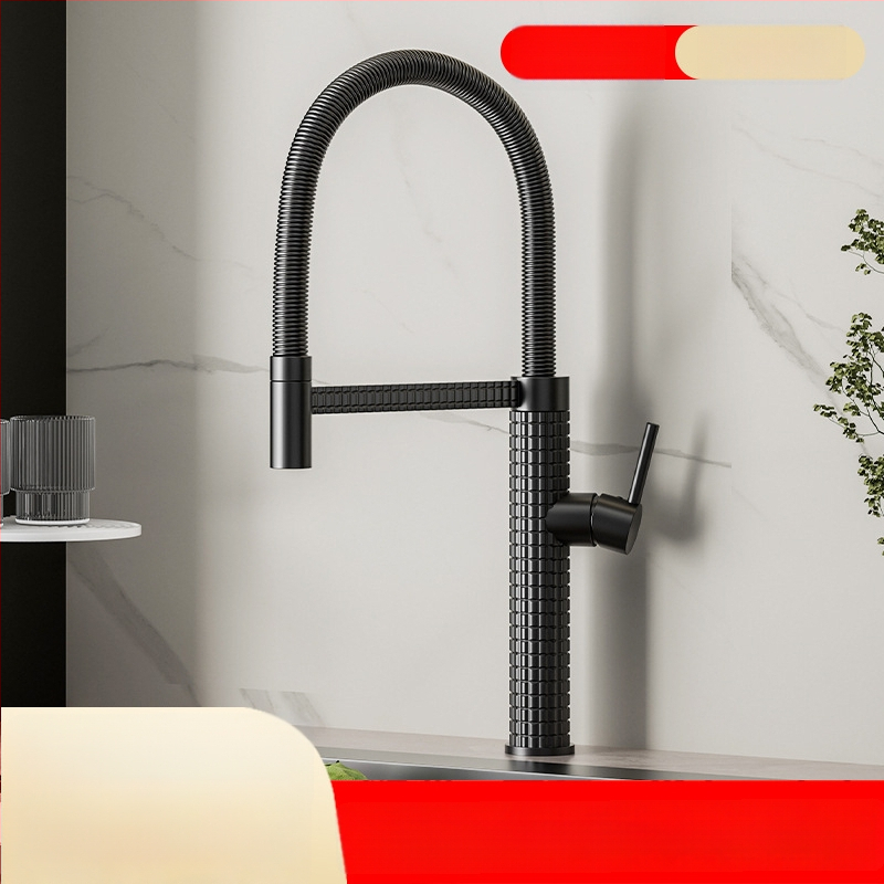 Meďový kuchynský mixér s vysúvacím otočným postrekovačom, keramický ventil s keramickým diskom, model CY005, vstupy G1/2, 3/8, 9/16, elektroplakovaný povrch