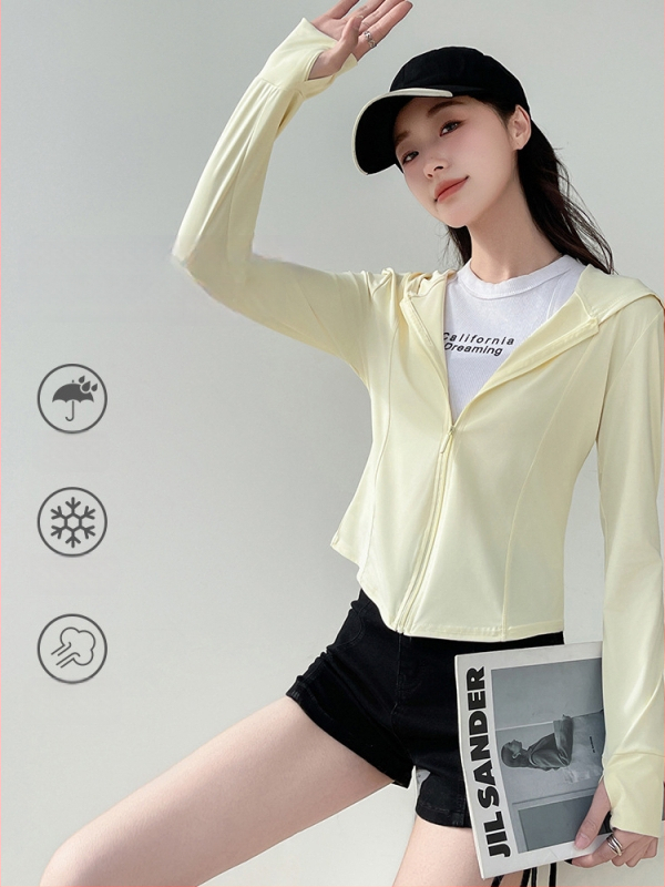 Sacou pentru femei din ice silk, protecție solară UPF40+, croială slim, lungime 50-65 cm, poliester 80-90% cu elastan