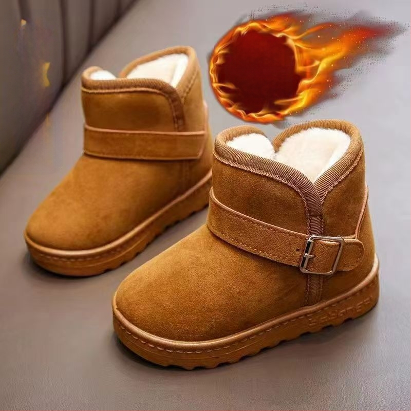 Gyerekek téli hócsizmája, uniszex, plüss bélés, csúszásmentes talp, felső része szintetikus bőr, hidegálló