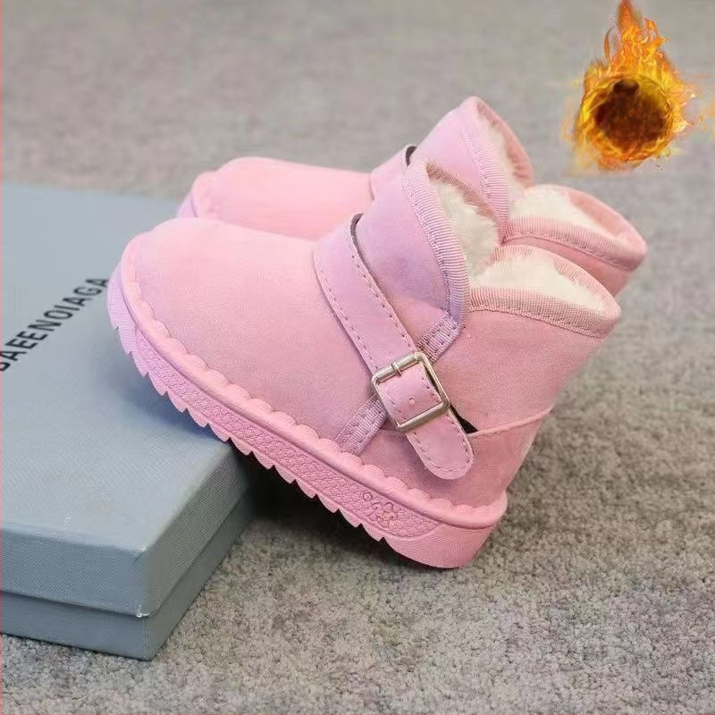 Gyerekek téli hócsizmája, uniszex, plüss bélés, csúszásmentes talp, felső része szintetikus bőr, hidegálló