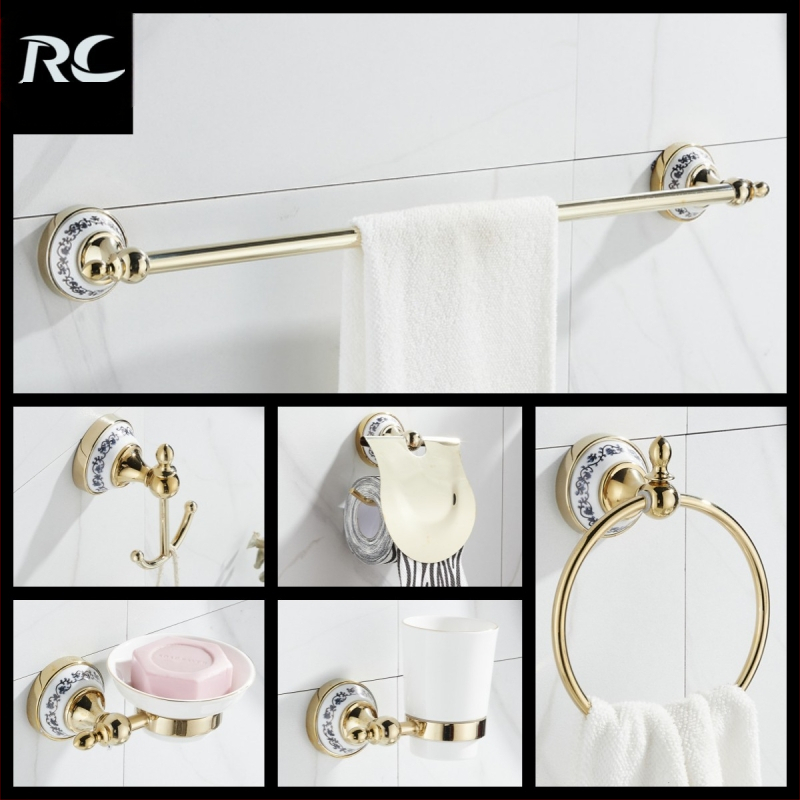 Set držača za ručnike za kupaonicu, šest komada, cinkova legura, vakuumsko premazivanje, moderan minimalistički stil