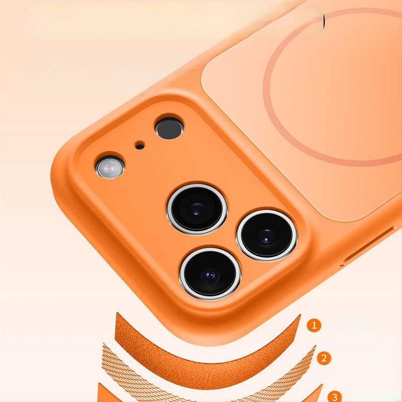 Kućište od tekućeg silikona za iPhone 17 Pro Max s tanjim magnetskim prstenom i kontrastnom bojom