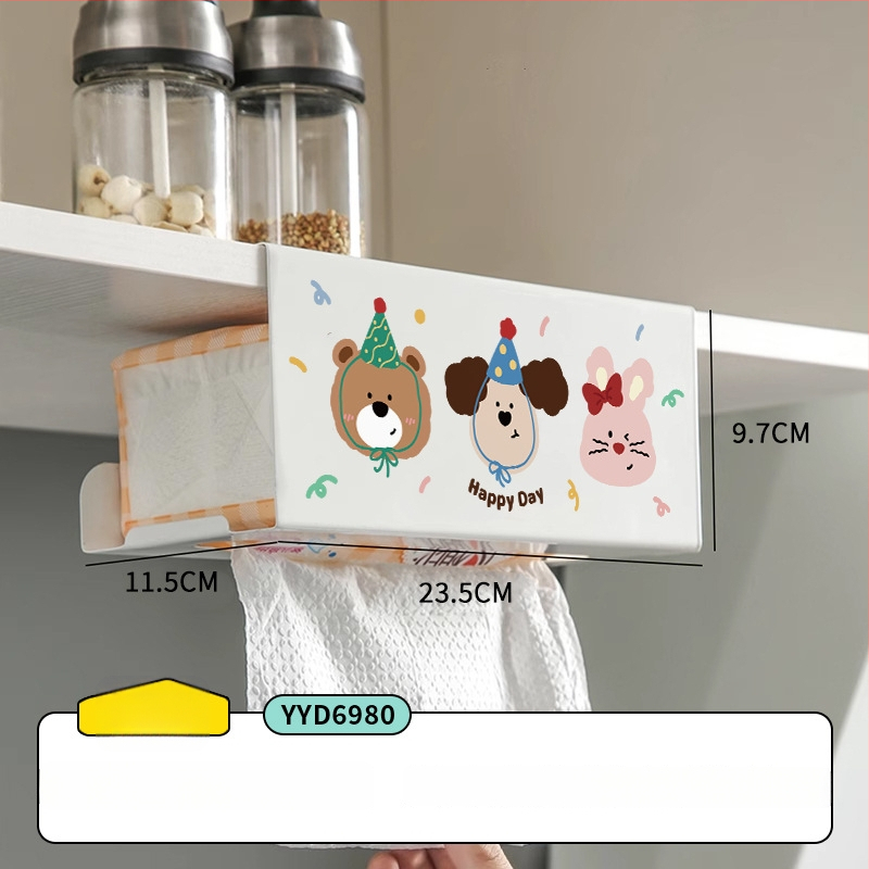 Cutie pentru șervete de bucătărie agățată cu design desen animat — pătrată, oțel cu carbon, rezistentă la umezeală, stil modern minimalist, brand Mr. art