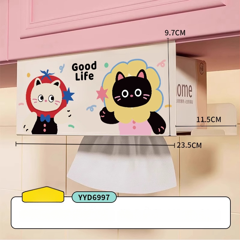 Cutie pentru șervete de bucătărie agățată cu design desen animat — pătrată, oțel cu carbon, rezistentă la umezeală, stil modern minimalist, brand Mr. art