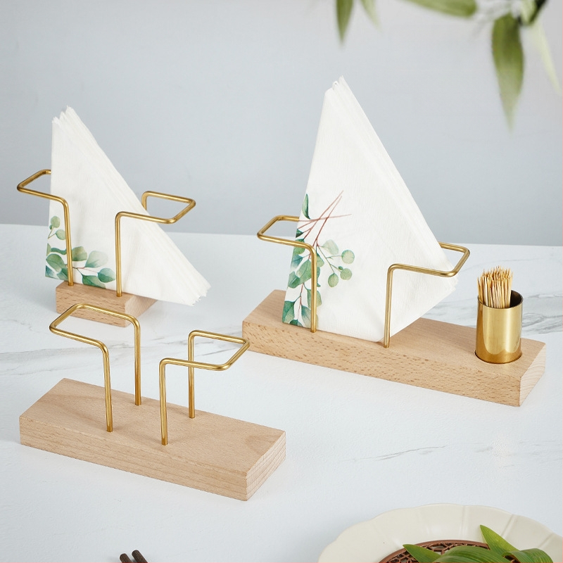 Suport de șervețele din lemn pentru restaurante și cafenele – suport vertical de birou, formă pătrată (Material: Lemn; Finisaj: Lustruit; Aspect: Pătrat; Brand: Lujiang; Stil: Altul)