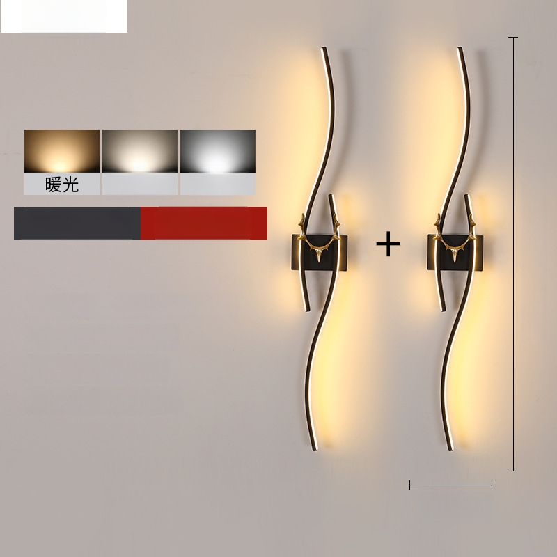 Φωτιστικό τοίχου LED με σχέδιο κέρατος ελαφιού, μοντέρνο μινιμαλιστικό στυλ, αλουμινένιο σκίαστρο, μεταλλικό σώμα, 220V