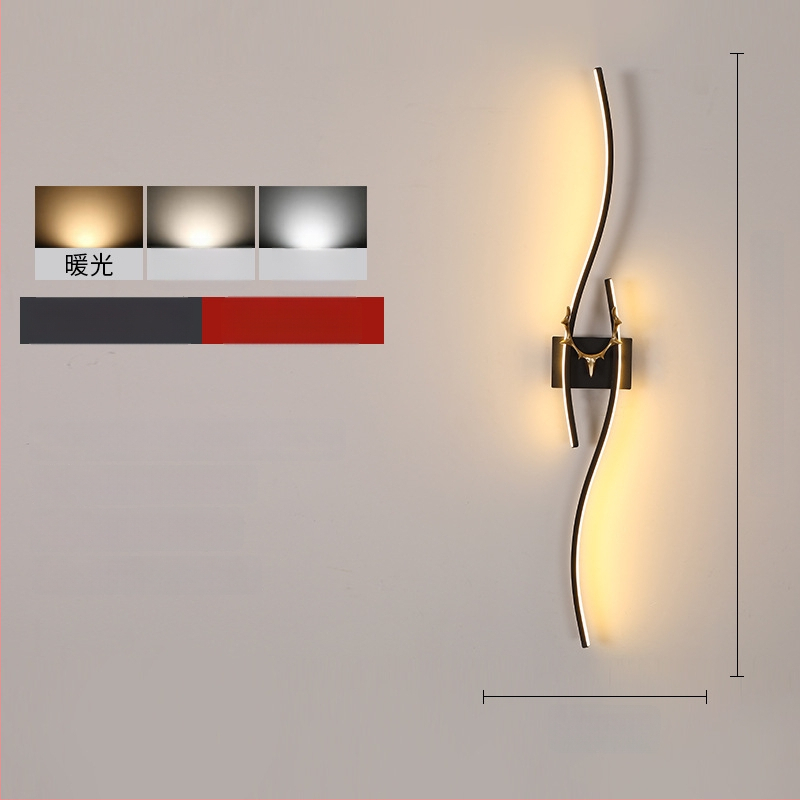 Φωτιστικό τοίχου LED με σχέδιο κέρατος ελαφιού, μοντέρνο μινιμαλιστικό στυλ, αλουμινένιο σκίαστρο, μεταλλικό σώμα, 220V