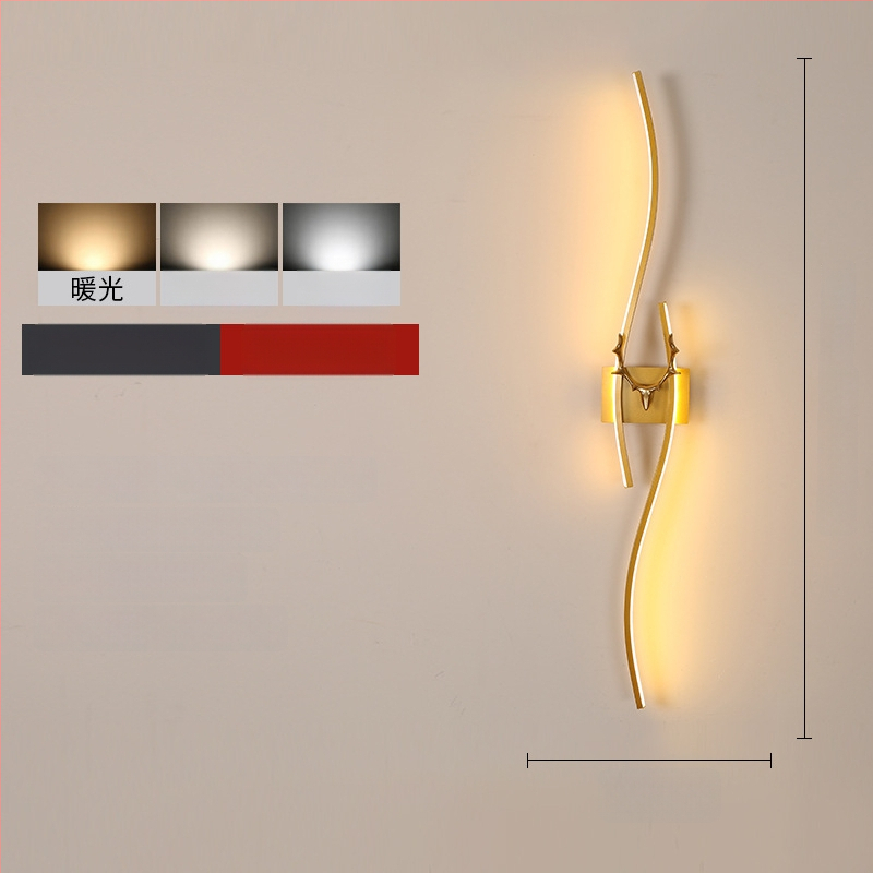 Φωτιστικό τοίχου LED με σχέδιο κέρατος ελαφιού, μοντέρνο μινιμαλιστικό στυλ, αλουμινένιο σκίαστρο, μεταλλικό σώμα, 220V