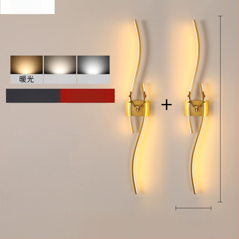 Φωτιστικό τοίχου LED με σχέδιο κέρατος ελαφιού, μοντέρνο μινιμαλιστικό στυλ, αλουμινένιο σκίαστρο, μεταλλικό σώμα, 220V