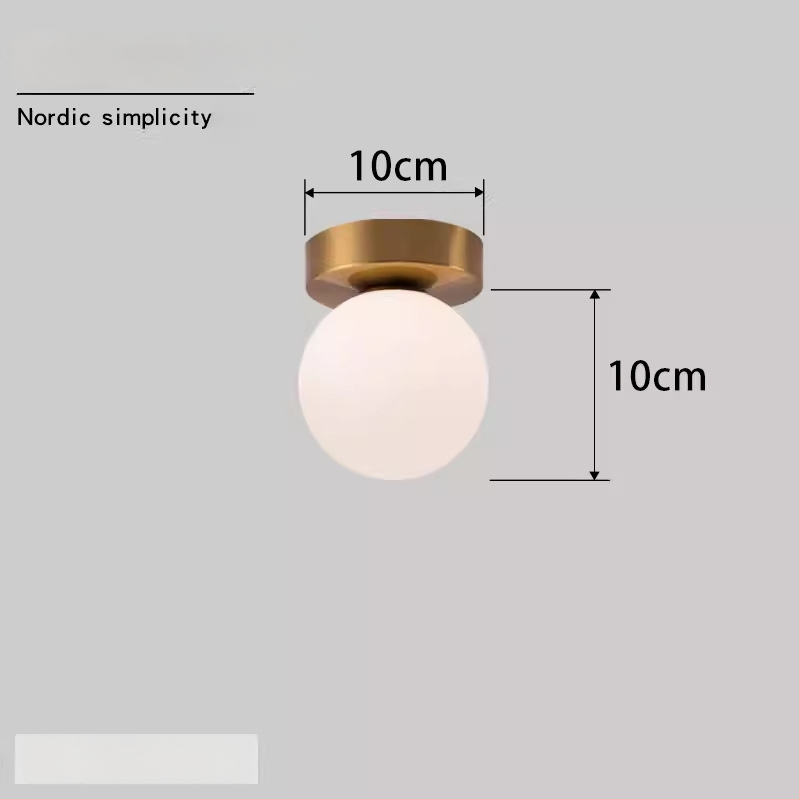 Σκανδιναβική μινιμαλιστική επιτοίχια λάμπα με στρογγυλή σφαίρα για διάδρομο, είσοδο και υπνοδωμάτιο – LED, ακρυλικό καπάκι, σώμα από σίδηρο, τάση έως 36V